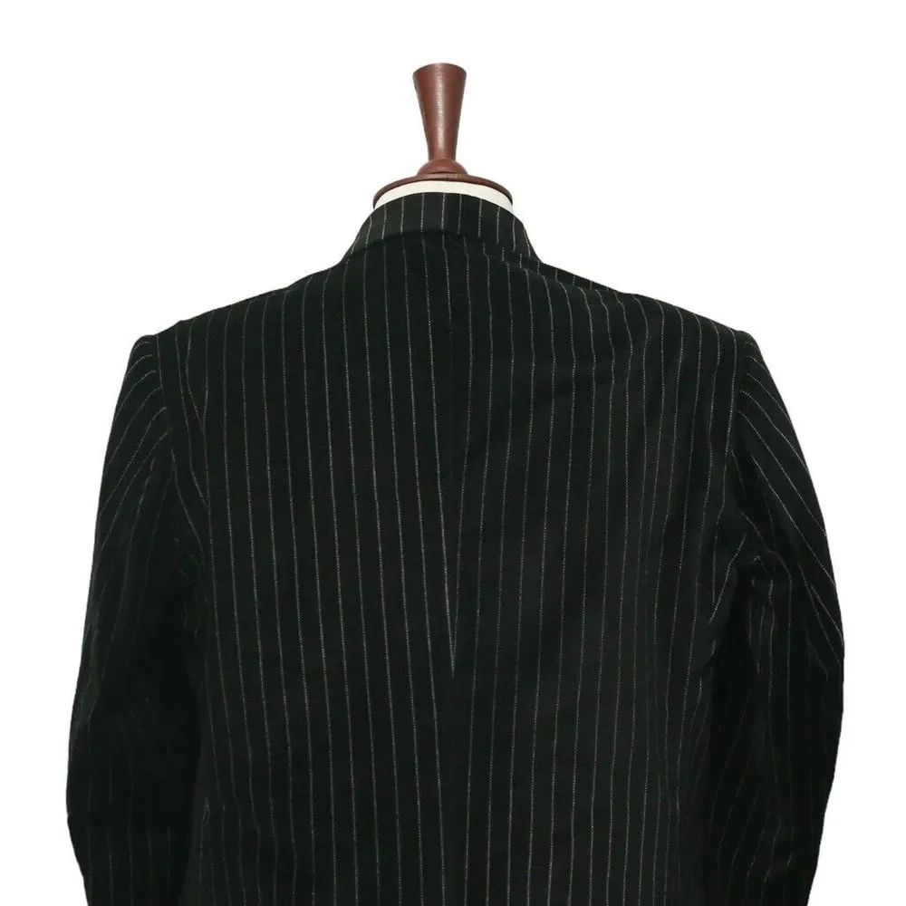 Mens Blazer Black Pinstripe Velvet Formal Tuxedo Suit Jacket Sport Coat 44R